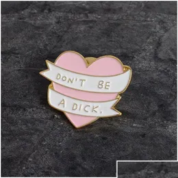 Pins Brooches Pins Brooches Fashion Pink Heart Funny Enamel Brooch Love Jewelry Fit Backpack Coat Sweater Hat Jackets Accessories F D Dh7Vk