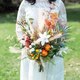 Bröllopsblommor nzuk 2023 konstgjorda brudbukett de fleur mariage romantisk brud handdekoration quinceanera