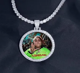 Personalizado feito po medalhões pingente colar 4mm corrente de tênis ouro prata cor gelado zircão cúbico masculino hip hop jóias presente 200921204781