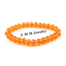 Orange Farbe 8mm facettiertes Kristallperlenarmband für Frauen einfacher Stil dehnbare Armbänder 20 Stück / Los Whole288S