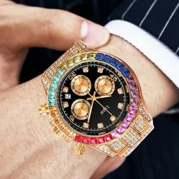 Orologi da polso Orologi al quarzo di marca Lvpai con micro pavé ghiacciato Pietre colorate Orologio hip-hop in acciaio inossidabile con zirconi cubici per 208l