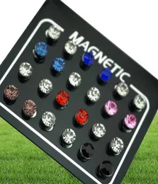 Regelin 12 Pairlot 4567mm Yuvarlak Kristal Rhinestone Mıknatıs Saplama Küpe Puck Kadınlar Erkek Manyetik Sahte Kulak Fiş Mücevher 5354626