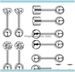 Stud JewelStud 10pcs/Set Luksusowe kolczyki dla kobiet kolczyki kulkowe Bolenie kryształowe ucho piercing biżuteria Aessory1 upuść dela 4586252