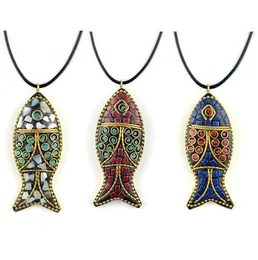 Pretty necklaces fashion evade fish ethnic necklacestones vintage plate Nepal jewelryhandmade sanwoods vintage bodhi pendants ne5716373