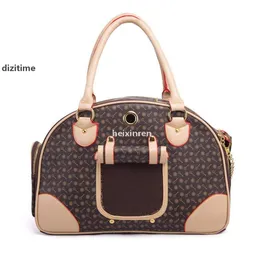 JH Luxury Fashion Dog Carrier PU Leather Puppy Handbag Purse Cat Tote Bag Pet Valise Travel Hiking Shopping Brown Large