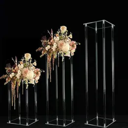 Vaso di fiori trasparente per decorazioni nuziali, centrotavola, supporto floreale vintage, colonne per matrimonio