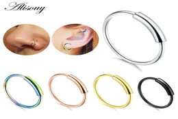 Alisouy 1PCS 22G STAL CLESED Clicker płynny przebijający pierścień nosowy obręczy Uszy Ring 6810 mm biżuteria Klip Clip Dift9035161