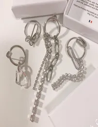 Жюстин Кленкет, асимметричные серьги с металлической цепочкой и кристаллами, модные индивидуальные серьги в стиле хип-хоп, панк, женские серьги, подарок на день рождения8719632