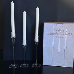 Castiçal cônico de vidro, suporte alto transparente para velas, para mesa de jantar, peça central, casamento, natal, decorações de festas de fim de ano