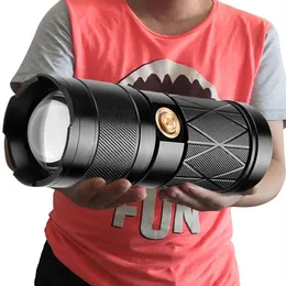 Z30 XHP90 2 Super Bright LED Double Head Flashlight Waterproof uppladdningsbar Zoomable Torch Work Light Spotlight Flowling Lantern224p