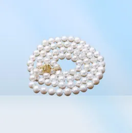 78mm Natural Akoya Cultivated White Pearl Necklace Jewelry 32 quot7141156
