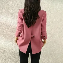 Women's Suits Pink Blazer Jacket Autumn 2023 Fashion Design High Sense Casual Long Sleeve Small Suit Top Spring And D87