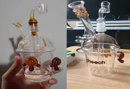 Cheech Cup Harsahları Kaplumbağa Bong Downstem Yağ Teçhizatları Glass Banger ile Bubber Su Borusu Smoking için 14mm Ortak Bongs5921728