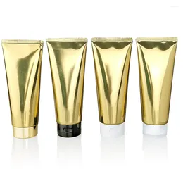 Vorratsflaschen 200 ml 6,7 oz leere glänzende goldene Aluminium-Kunststoff-Verbindung Handcreme-Verpackung Squeeze Cosmetic Tube mit Deckel