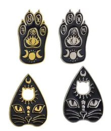 Pins Brooches Gothic Magic Cat Brooch Enamel Pin Witch Footprints Moon Star Jewelry25007075220