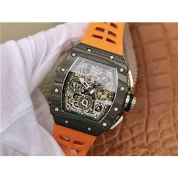 Superclone الفاخرة الميكانيكا الميكانيكا مشاهدة Richa Milles Wristwatch KV RM11-03 الياقوت الزجاجية الحركة الميكانيكية العكسية توقيت multif191d