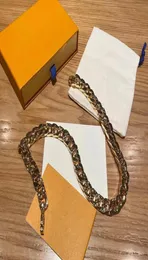 Hip hop Jewelry Men 316L Titanium steel Chain Bracelet Engrave Four Leaf Flower Colored Enamel 18K Gold Thick Links Patches Neckla7998149