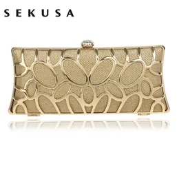 Sekusa Clutch Женская бриллианты металлические полость в стиле женские вечерние сумки сплав сплав с смешанными цветами на плечах кошелек вечерние сумки Y18103233Y