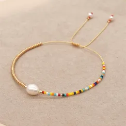 Bärade strängar Shinus Boho smycken sötvatten pärlor armband enkla armband för kvinnor guldfärg pärlstav färgglada miyuki pärlor 296v