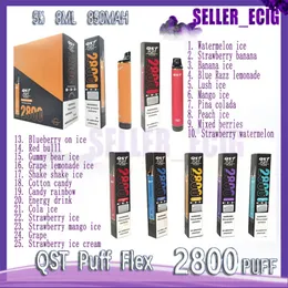 Oryginalne QST Puff Flex 2800 Puffs E Zestaw papierosów Oryginalne jednorazowe penry Vape Pen STIT 850MAH 8 ml wstępnie wypełnione kapsułki Elektroniczne papierosy