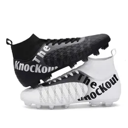 Youth Women Men Professional Football Boots AG TF Soccer Shoes Black White Blue Training Shoes for Indoor Outdoor Big Size 31-48