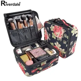Rose Flower Professional Makeup Case Full kosmetolog Travel resväska för manikyr behöver kvinnor kosmetisk väska arrangör för kvinnlig304D