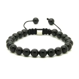 Todo 10 pçs / lote 8mm Natural Preto Onyx Branco Howlite Mármore Cinza Jasper Pedra Contas Macrame Lucky Bracelets343r