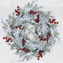 Kwiaty dekoracyjne 2024 CHRISTMAS Dekoracja sztuczne gałęzie sosnowe symulacja zielona roślina liście fałszywy rok domu Navidad