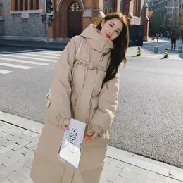 Women's Trench Coats Real S Thickened Long Knee Length Bread Down Cotton Jacket For 2023 Winter Hooded Warm