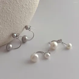 Orecchini a bottone perle d'acqua dolce naturali a doppia faccia Song Hui Qiao Stesso stile Accessori multiuso per donne e ragazze Regalo