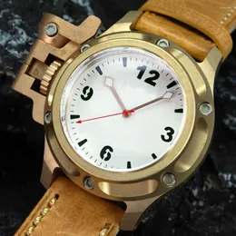 Orologi da polso Hruodland Retro Big Limited Edition Bronzo Orologio subacqueo PT5000 SW200 Movimento Vetro zaffiro Meccanico automatico da uomo