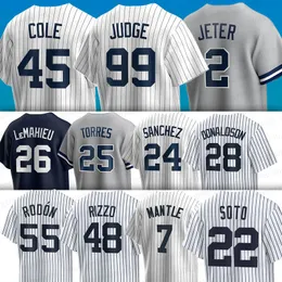 New Yorks Juan Soto Yankees baseballtröja Aaron Judge Derek Jeter Anthony Volpe Gerrit Cole Josh Donaldson Harrison Bader Jasson Dominguez Estevan Florial