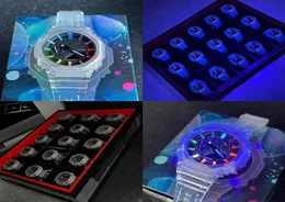 Iced Out Watch Sports Quartz Men's Digital Watch Waterproof World Time LED Cold Light Dual Display kan glöda på natten A228F7879103