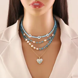 Colares pingentes feitos à mão azul cristal pérola olho colar para mulheres de alta qualidade design original pescoço corrente jóias presentes de festa
