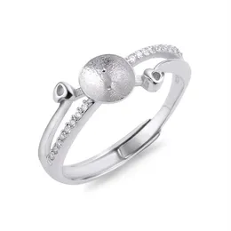 Anello con perla d'acqua dolce Disegni di montaggio per donna Anello in argento sterling 925 con zirconi Accessori grezzi 5 pezzi247b