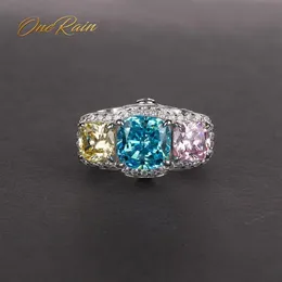 Onerain vintage 100% 925 prata esterlina aquamarine safira citrino diamantes pedra preciosa casamento noivado feminino anel jóias c277n