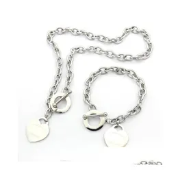 Corrente de luxo designer s link sier coração pulseira pulseira colar conjunto forma original moda clássico mulheres jóias presente gota entrega j dhnqt