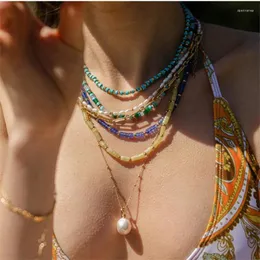 Collane girocollo in pietra naturale per le donne Gioielli da vacanza per feste estive in spiaggia Gioielli fatti a mano in quarzo di cristallo con perline colorate di Boemia
