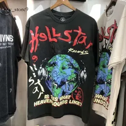 T-shirt da uomo Vintage Hellstar Tee Studios Magliette Washed Ghost Face Auricolare Earth Stampa Manica corta Hiphop Street T-shirt oversize da uomo 4081