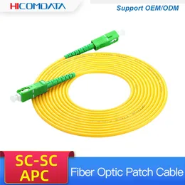Hicomdata sc/apc cabo de remendo de fibra óptica de modo único sc sc sm 2.0mm 3.0mm 9/125um ftth cabo de remendo de fibra óptica jumper 1m