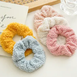 Korean Lamb Wool Scrunchies Plush Fluffy Hair Rope Ties Hair Accessories Warm Elastic Hair Band Ponytail Holder Hair Rubber Band