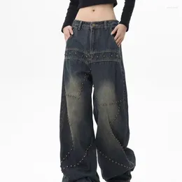女子ジーンズQWeekスターガールズY2Kグランジ特大のストリートウェアバッドゴシックデニムパンツ女性ヴィンテージ韓国ファッションワイドの脚のズボン
