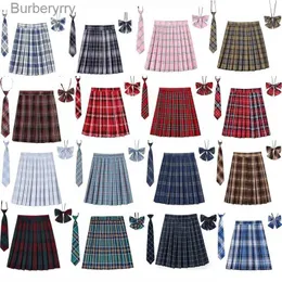 Saias Mulheres Xadrez Plissada Saia Com Gravata Bowtie XS-5XL Harajuku Preppy Mini Uniformes Escolares Japoneses Meninas Verão Jupe Kaii Saia L231212