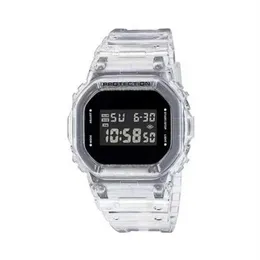 Наручные часы высокого качества G-5600, прозрачный ремешок для часов, мужские часы, светодиодные электронные цифровые часы Ice с мировым временем, маленькие квадратные часы 269P