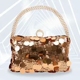 Обеденная сумка с пайетками, сумочка, женская сумка с жемчужной цепочкой, элитная деловая сумка, сумка большой вместимости 231215