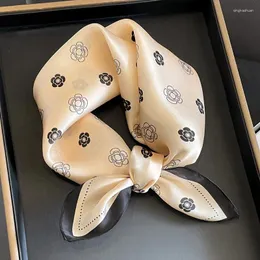 Scarves Luxury Paisley Print Real Silk Scarf Women Solid Ladies Hair Band Wirst Bandana Headkerchief Square Hijab Echarpe 2023