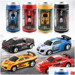 Auto elettrica/Rc Mini elettrica Rc Coca-Cola creativa Can Pocket Racing con luci a LED Micro sensore Telefono cellulare Telecomando 3 modalità Regalo Dhbqa