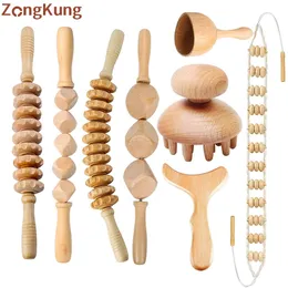 Eye Massager ZONGKUNG Wooden Therapy for Lymphatic Drainage Anti Cellulite Maderoterapia Body Sculpturing Massage Roller Guasha Sets 231211