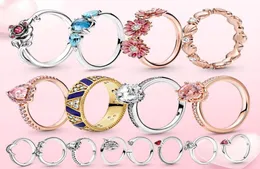 Nuevos anillos de plata de ley 925 populares, joyería con brillo rosa, moda, Bella y Bestia, accesorios de boda de estilo europeo y americano 8958370