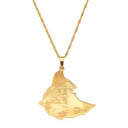 24K Gold Plated Map of Ethiopian Lion Pendant Necklace Africa Gold Chain Necklace Map Jewelry228Z